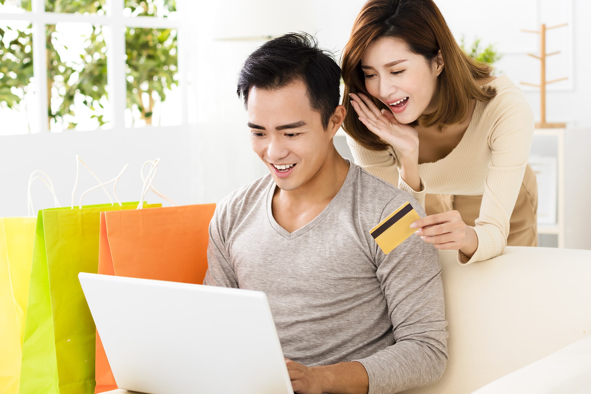 Online Banking Young Asian Couple