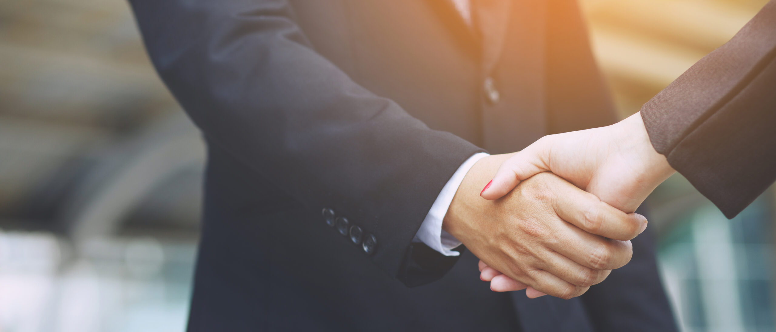 Closeup of a hand shake between two colleagues