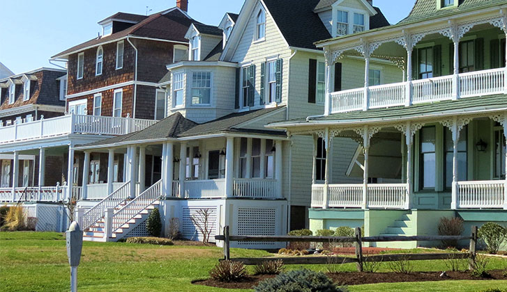 Row of older houses in a row.