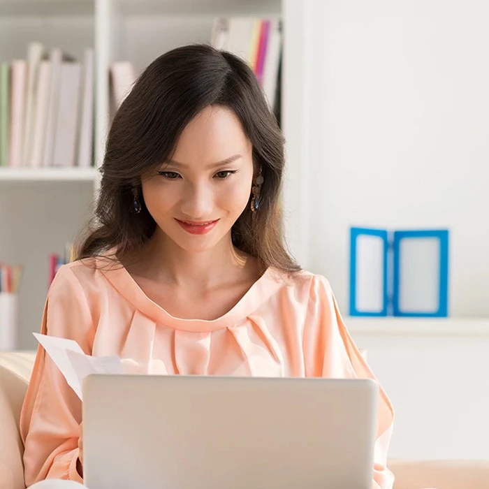 Woman working on laptop